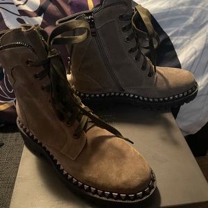 Vince Camuto Taupe, Studded Combat Boots